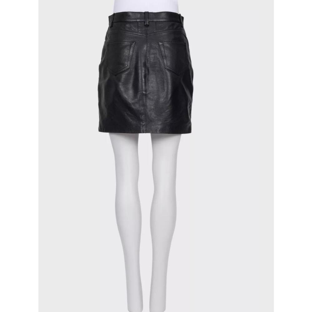 NWOT Saint Laurent Black Leather Skirt Sz.38/M - Picture 3 of 7